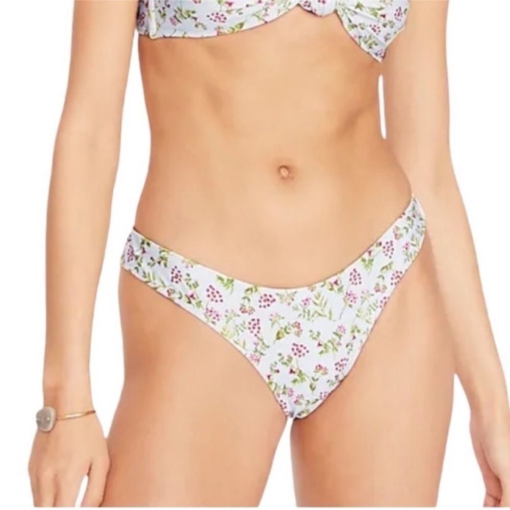 J Crew curve waisted high rise floral bikini bottom size M New
